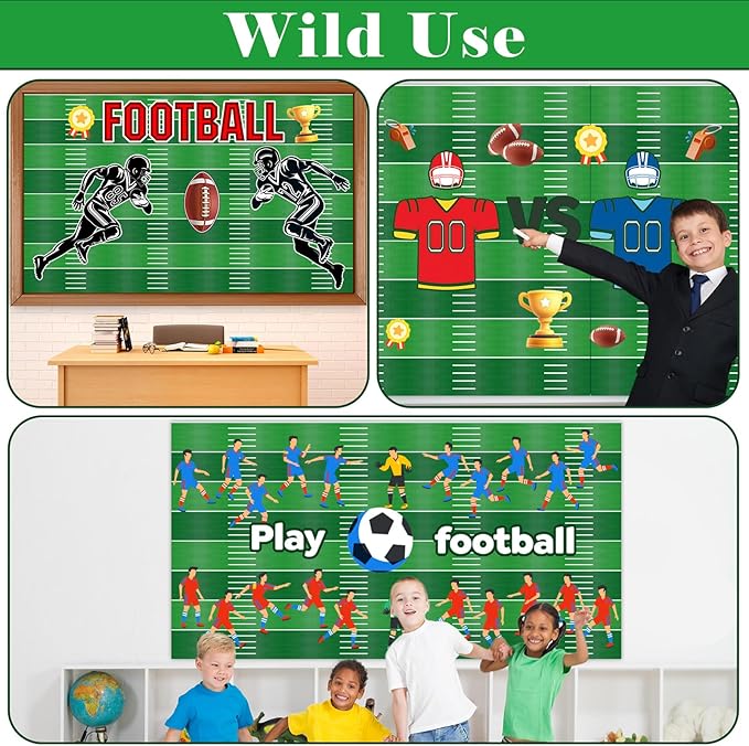 Football Bulletin Board Roll Sport and Racing Bulleting Boards Non-Woven Fabric Green Bulletin Board Fadeless Wrinkle Resistant Track and Field Sports Poster for Classroom Decor Wrap Craft
