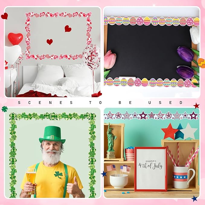 240 Pcs 236ft Holiday Bulletin Board Borders Colorful Rainbow Scalloped Border Trim Bulk Bulletin Decor for Classroom Back to School Decor(Assorted)