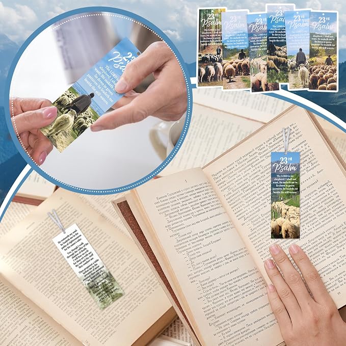 Dispowreath 60 Pcs Shepherd's Staff Bookmarks Religious 23rd Psalm Bookmarks Church Exchange Gifts for Men & Women Sunday School Vbs Church Prizes Party Favors