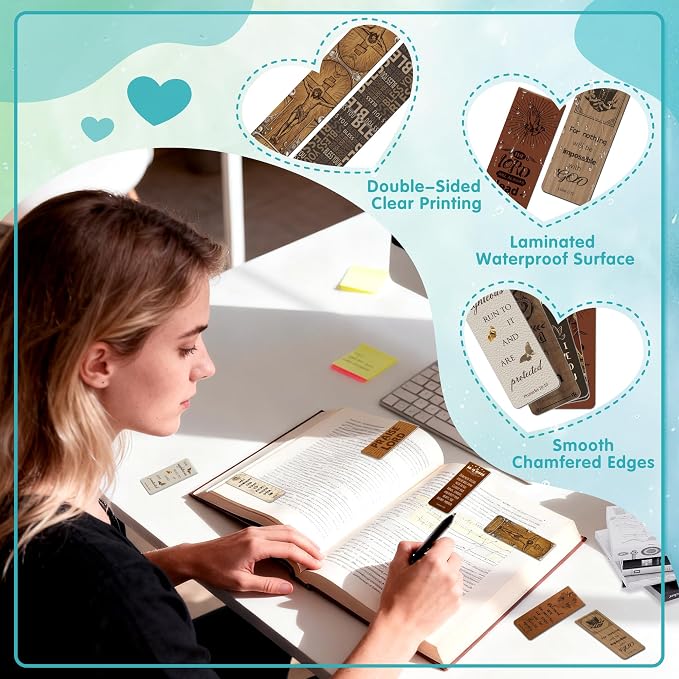 96Pack Magnetic Bookmarks Bible Bookmark Christian Bookmarks Bulk Book Marks for Reading Women Men Adults Kids Book Lovers Gifts, Cute Personalized Religious Magnet Bookmark Clips (Art Retro)