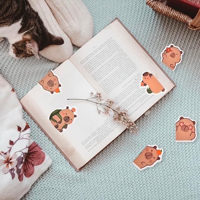 6pcs Capybara Magnetic Bookmarks - Cute Book Markers Clip for Reading Women, Capybara Fun Magnet Page Markers for Book Lovers Reader Men Boys Girls, Funny Capybara Gifts for Teachers Students