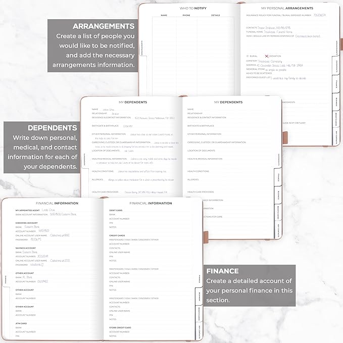 Clever Fox End of Life Planner – Final Arrangements Organizer for Beneficiary, Will Preparation, Last Wishes & Funeral Planning, A4 (Rose Gold)