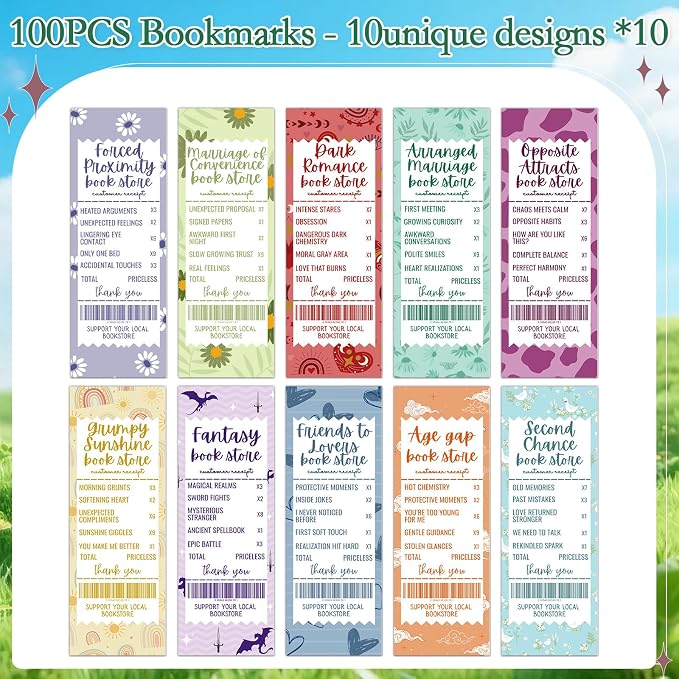 Wxiben Funny Ticket Bookmarks Gifts - 100 Pcs Colourful Book Club Paper Bookmarks Reading Tracker Book Marks Page Marker Clip Gift for Women Book Lovers Office Teachers Bookish Reading Accessory
