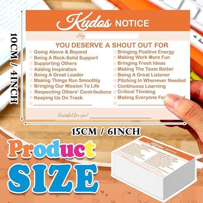 Motiskyy 200 Count Kudos Cards Positive Shout out Cards for Staff Teachers Students Employees Office Appreciation Yellow Recognition Reward Card for Class School or Work Bulletin Board