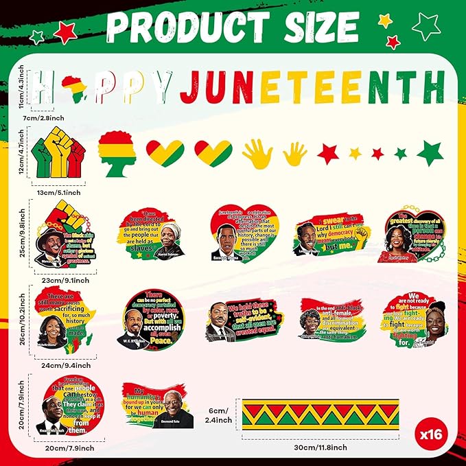 gisgfim Happy Juneteenth Bulletin Board Decorations 1865 African American Paper Cutouts Inspirational Black History Bulletin Board Set for Freedom Day Independence Day Wall Classroom Decor Supplies