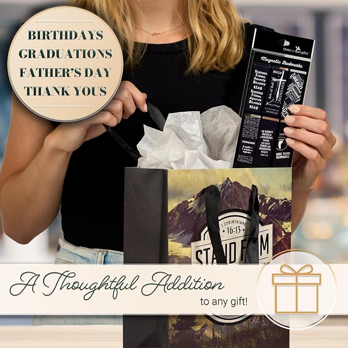 Christian Art Gifts Magnetic Scripture Bookmark Set for Men & Women with Black and White Gospel Salvation - Inspirational Magnetic Bible Verse Pagemarker Set of 6 for Bibles and Books Size 2.3” x 0.8”