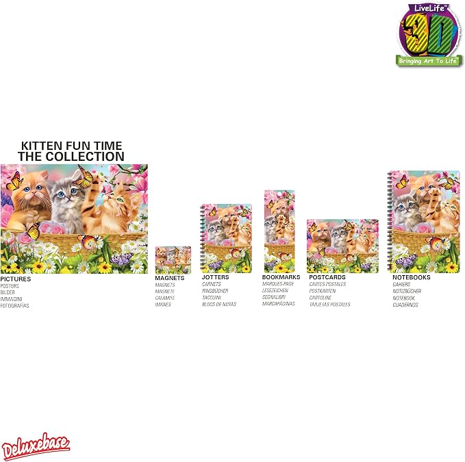 3D LiveLife Bookmark - Kitten Fun Time from Deluxebase. Cute Lenticular Kitten Page Marker. Animal Themed Accessories for Book Lovers. Small Gifts for Men, Women, Writers and Teachers.