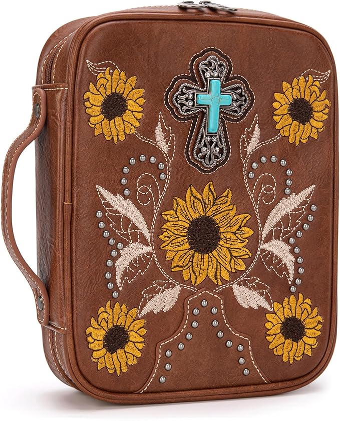 Montana West Western Style Embroidered Bible Covers for Women Men Book Carrying Case Church Bag Outdoor Bible Protective