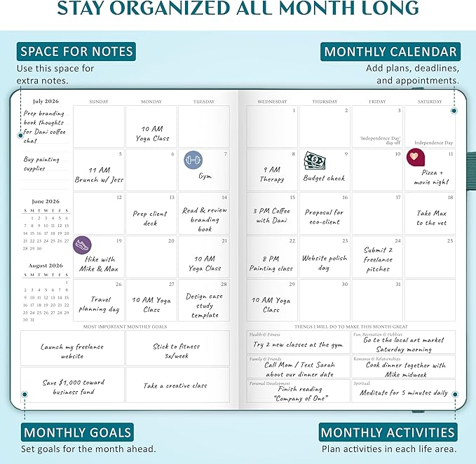 Legend Planner Jan 2026 – Jan 2027 Dated Weekly & Monthly Planner to Hit Your Goals, Increase Productivity & Live Happier. Organizer Notebook & Productivity Journal. A5 Hardcover (Dark Teal)