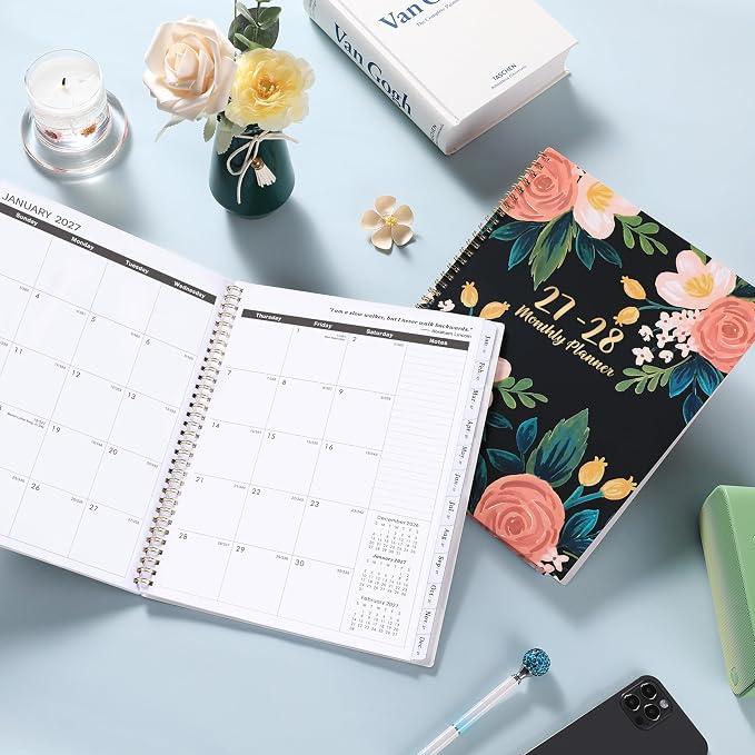 2027-2028 Monthly Planner/Calendar - 2 Year Planner, Jan 2027 - Dec 2028, Monthly Calendar 2027-2028 with Two-Side Pocket, 9'' x 11'', Tabs, Sturdy Binding