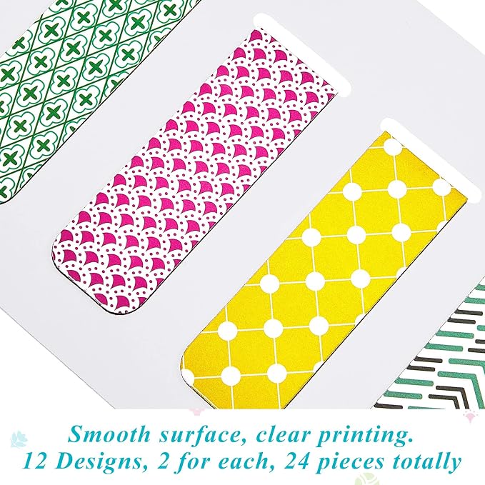 Zonon 24 Pcs Magnetic Bookmarks Bulk Clips Colorful Classic Magnetic Page Markers Page Clips Bookmark Funny Bookmark Gifts for Reading Lover Party Favor Office Reading Supplies