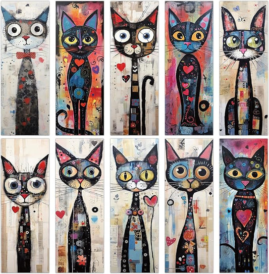 Funny Cat Bookmarks Gifts - 100 Pcs Black Cats Bookmark Paper Cartoon Pet Book Marks Page Marker Clip Favors for Women Men Office Students Bookish Teacher Book Lovers Reading Party Favor