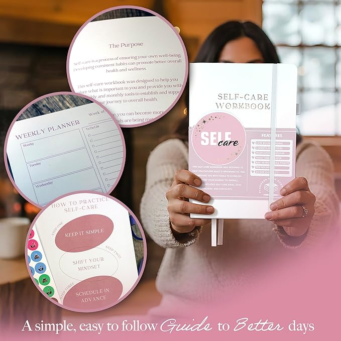 Planners with Purpose Self-Care Planner for Women - Wellness & Mindfulness Journal with Guided Prompts, Self Love & Gratitude Exercises - Daily Reflection & Goal Setting Notebook - Aesthetic Hardcover A5 (white)