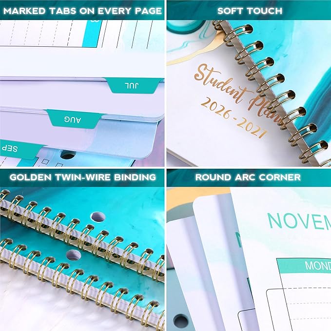 Student Planner 2026-2027 - School Planner 2026-2027 with Stickers, July 2026 - June 2027, 8.5" x 11", Academic Planner & Weekly Planners/Agenda, Thick Paper + Holidays + 3-Hole Punched + Twin-Wire - Sea Blue