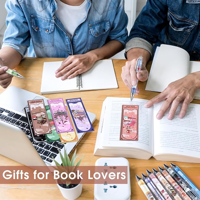 Affrolling 60 Pcs 20 Set Book Club Tarot Bookmarks and Pens Double Sided Romance Reading Lover Gifts Dark Romance Book Club Readers Accessories Supplies Gifts Bulk for Women Teachers Reading