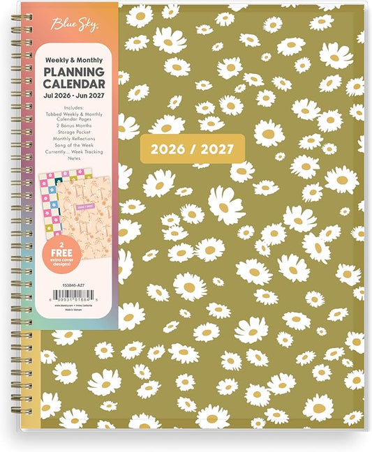 Blue Sky Gen Z 2026-2027 Weekly and Monthly Academic Year Planner Calendar, July 2026 - June 2027, 8.5" x 11", Flexible Interchangeable Cover, Wirebound, Laminated Tabs, Storage Pocket, Coreen