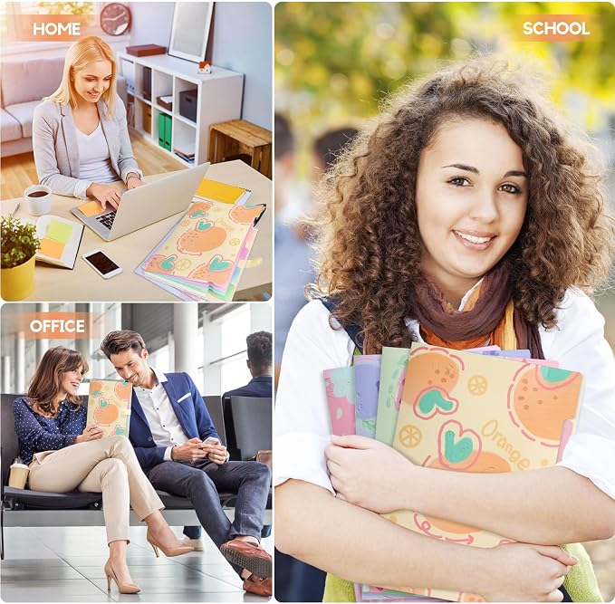 Cute Expanding File Folder Fruit Series - 5 Pockets Accordion Document Organizer, Waterproof Poly Plastic, A4/Letter Size for School Office Home (Juicy Orange)