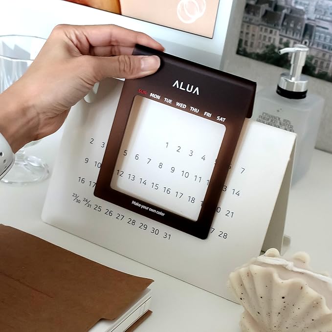 ALUA - Perpetual Calendar Premium Desk Calendar Reusable Yearly Planner Eco-Friendly and Timeless Design (Sand Cream)