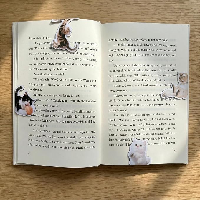 Cats Magnetic Bookmarks Gifts - 15 Pcs Cute Funny Bookmark for Women Kids Cat Lovers Students Bookworms Birthday Graduation Gift Animals Magnet Page Clips School Office Reading Accessories