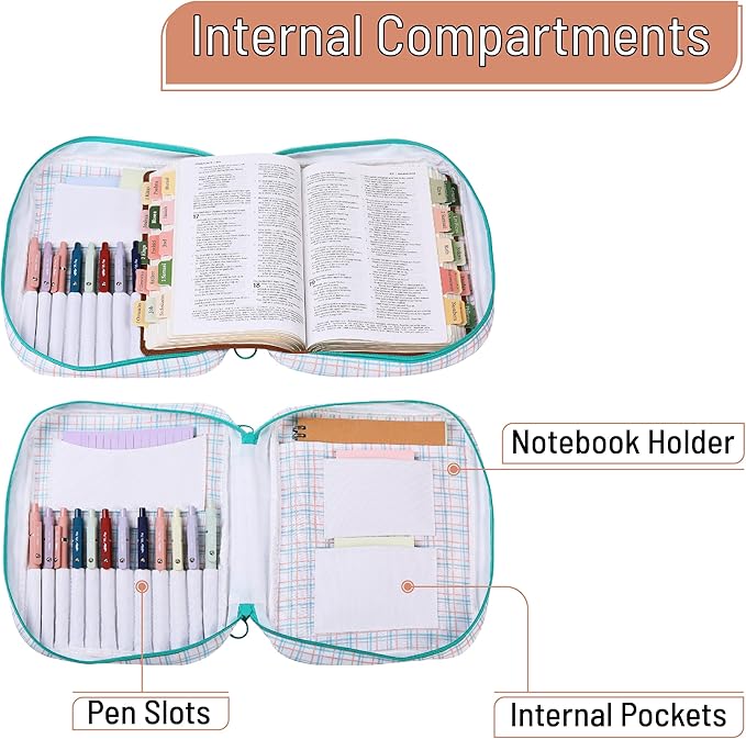Mr. Pen- Bible Cover Case, Carrying Book Case with Durable Handle, Bible Protective Church Bag for Men & Women, Christian Gifts, Plaid Pattern, Mothers Day Gift