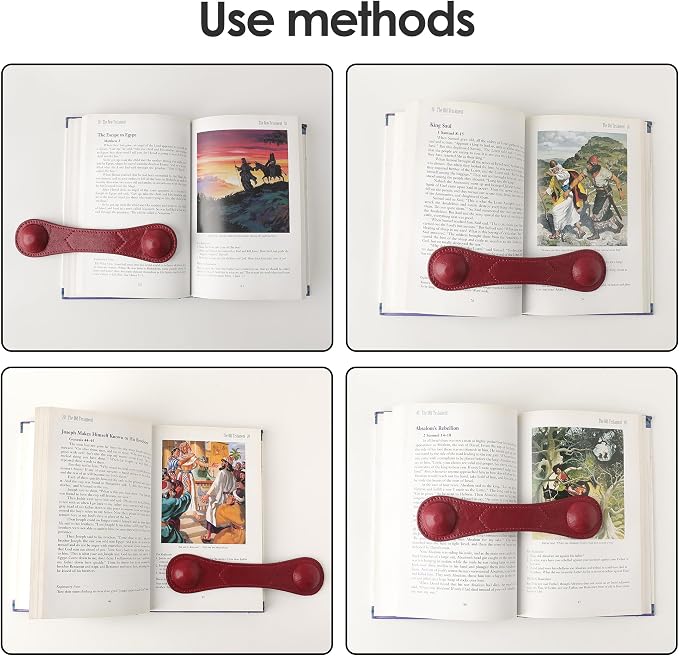 KINIVA Leather Weighted Bookmarks Book Weight Page Holder for Reading,Book Open Holder for Kids Adult,Gifts for Reader (Red)