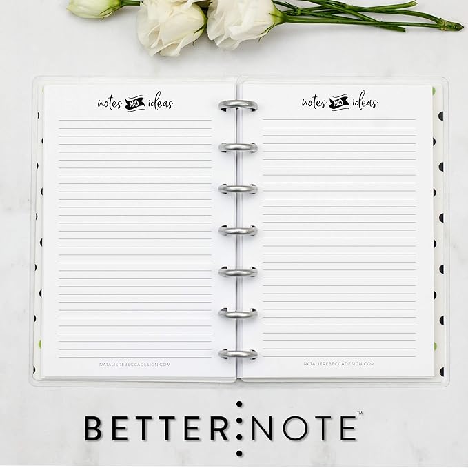BetterNote Notes Refill Pages for Disc Notebooks, fits Happy Planner, Levenger Circa, TUL, Staples Arc, InkWell Press, Talia (Whimsy- 25 Sheets, 7-Disc, 4.6”x7”)
