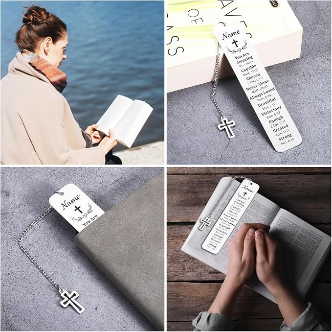 Personalized Bible Bookmarks - Custom Name/Text, Inspirational Christian Easter Gifts for Women & Men, Class of 2026 Graduation Gifts, Book Lovers Easter Basket Stuffers, Religious Bookmarks for Women