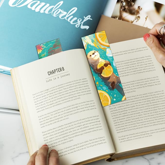 50 Pcs Sea Otter Bookmarks, Animal Paper Page Markers for Reading Lovers, Decorative Reading Accessories, Holiday Gift Idea for Men and Women