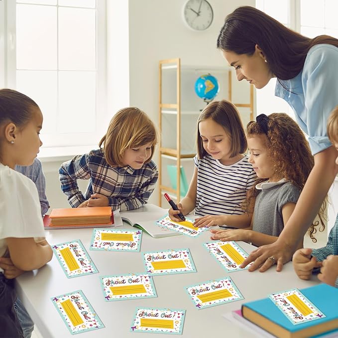 60Pcs Colorful Shout Out Cards for Employees Office Staff Teachers Students Coworkers Positive Appreciation and Recognition Reward Cards Encouragement Card for School or Work Bulletin Boards 6x4 in