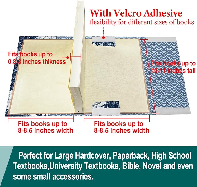 Book Cover Protector for Paperback,Adjustable Soft Canvas Fabric Book Cover with Pocket Bookmark,Double Side Print Book Dust Jacket Covers for Hardcover Book Lovers Gift Lotus Flower L