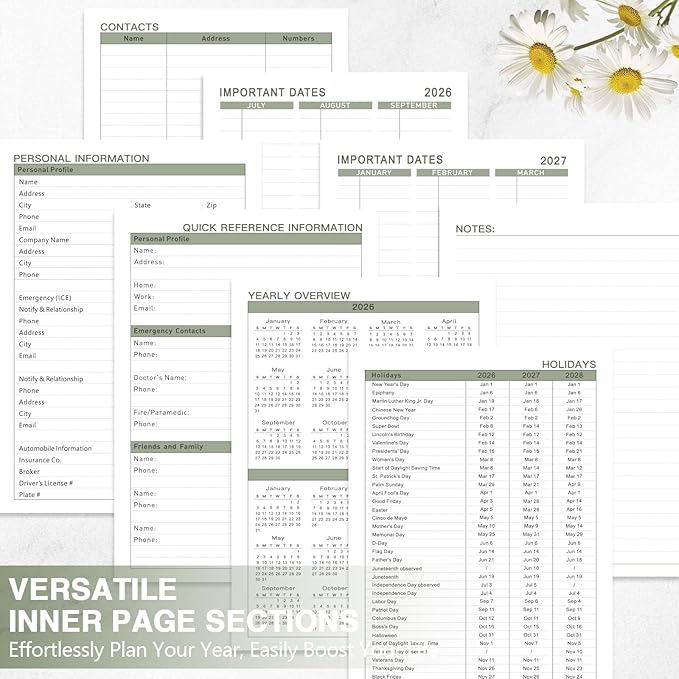 GuassLee 2026-2027 Academic Planner - Hardcover Daily Planner from Jul. 2026-Jun. 2027 - A5 Weekly & Monthly Calendar Agenda Organizer Book with Stickers, Pocket, Coated Tabs - 6.1"x 8.4", Dark Green