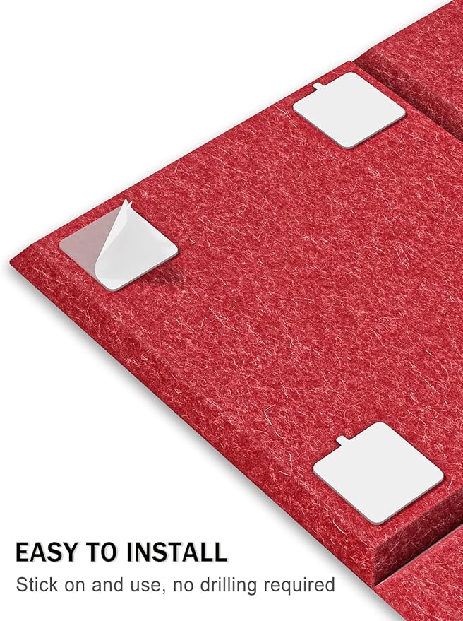 Hsurbtra Large Cork Board for Wall 36 x 24 Inch, 6 Pack Felt Bulletin Notice Board with Pushpins for Office Home School Farmhouse Wall Decor, Red