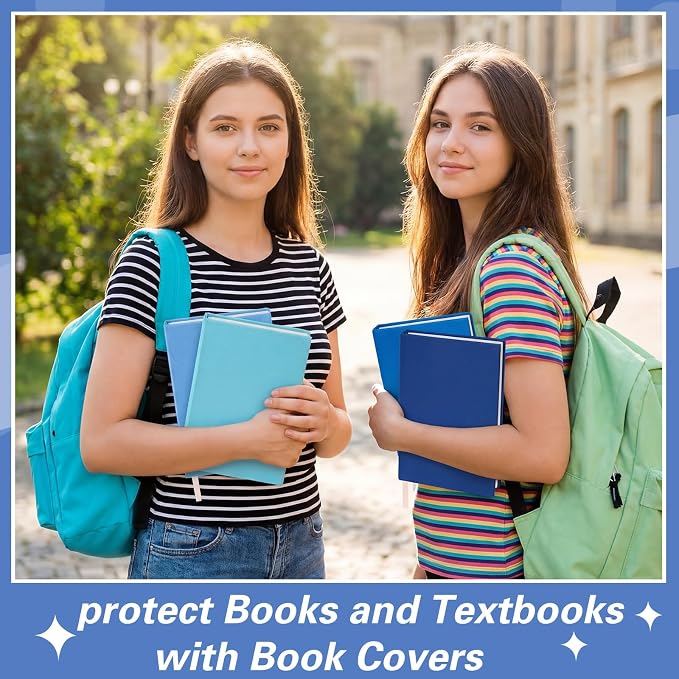 Gilprop 6 Pack Stretchable Book Covers 6-9 Inch Colored Fabric Reusable Book Protector Sleeve for Hardcovers Textbook Protection Supplies(Blue)