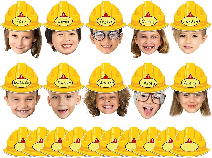 gisgfim 80Pcs Construction Helmet Cutouts Back to School Decorations Bulletin Board Construct Paper Cut-Outs Classroom Decor for Boy Girl DIY Craft Photo Wall Kindergarten Preschool Party Favor Supply