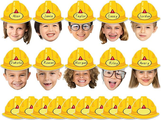 gisgfim 80Pcs Construction Helmet Cutouts Back to School Decorations Bulletin Board Construct Paper Cut-Outs Classroom Decor for Boy Girl DIY Craft Photo Wall Kindergarten Preschool Party Favor Supply