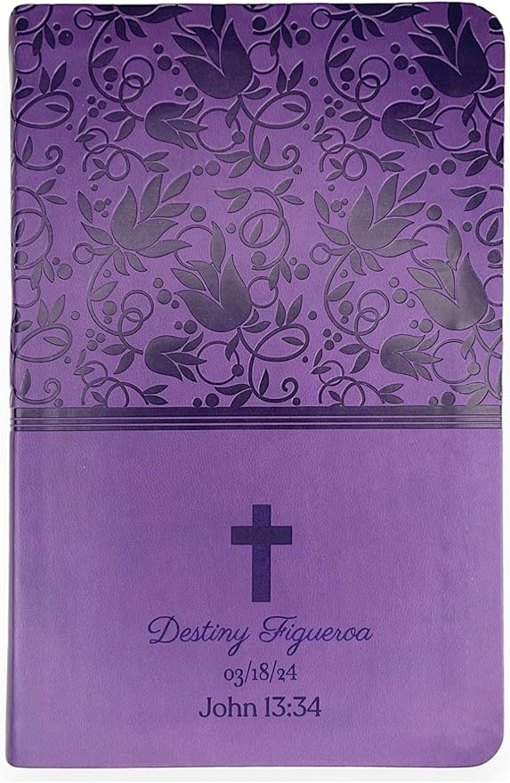 Personalized KJV Reference Holy Bible Purple Faux Leather Large Print Size with Index Tabs | Custom with Name, Date or Text | Gift for Christian & Religious Celebrations