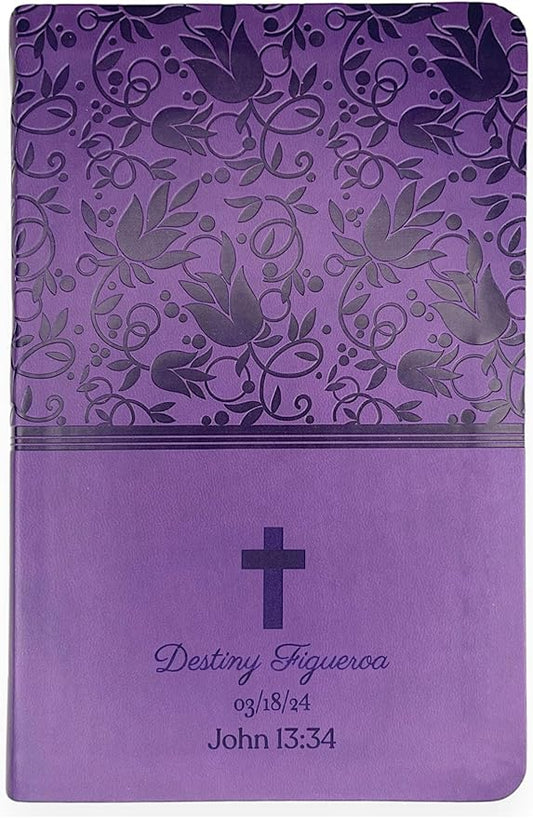 Personalized KJV Reference Holy Bible Purple Faux Leather Large Print Size with Index Tabs | Custom with Name, Date or Text | Gift for Christian & Religious Celebrations