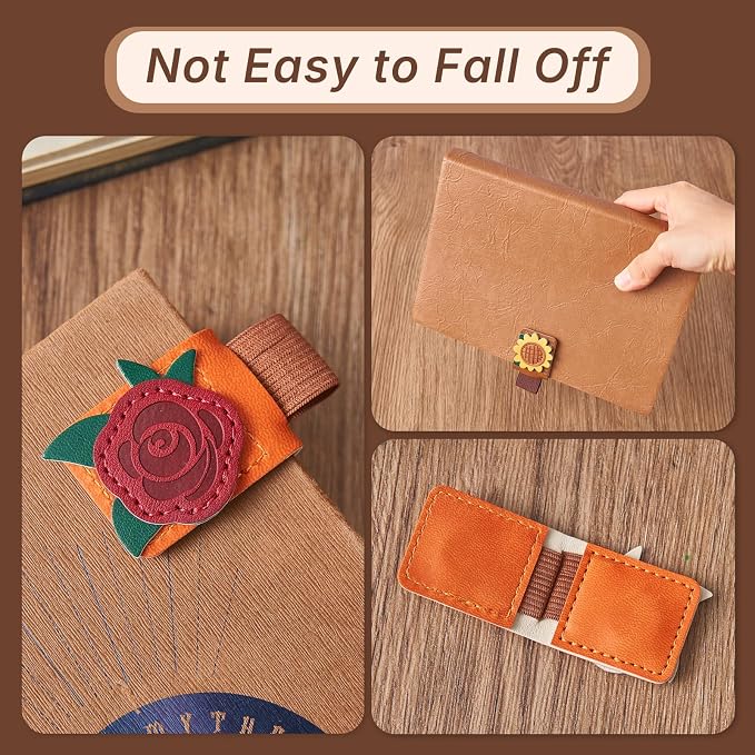 2PCS Magnetic Leather Bookmark, Rose & Sunflower Bookmarks for Women, Cute Magnetic Bookmark Clips, Book Accessories, Unique Gifts for Women