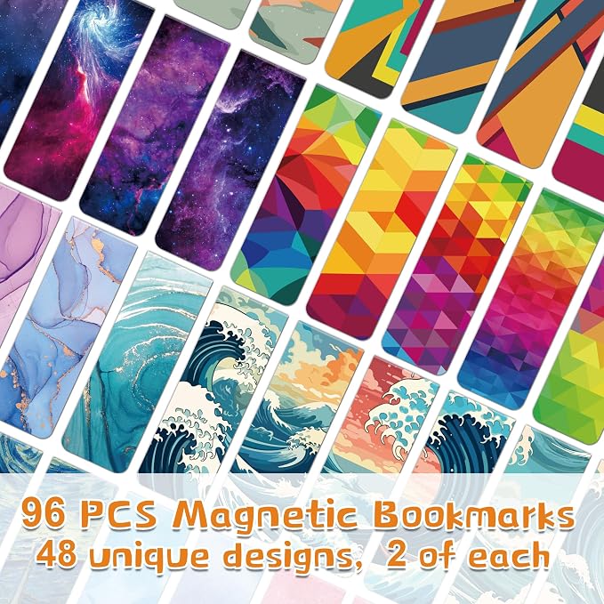 Sondeng 96Pack Magnetic Bookmarks for Reading Women Men Teacher Book Lovers Gifts, Bookmarks Bulk Personalized Bookmark Magnet Bookmark Clips Cute Pretty Funny Book Markers (multi-colored-02)