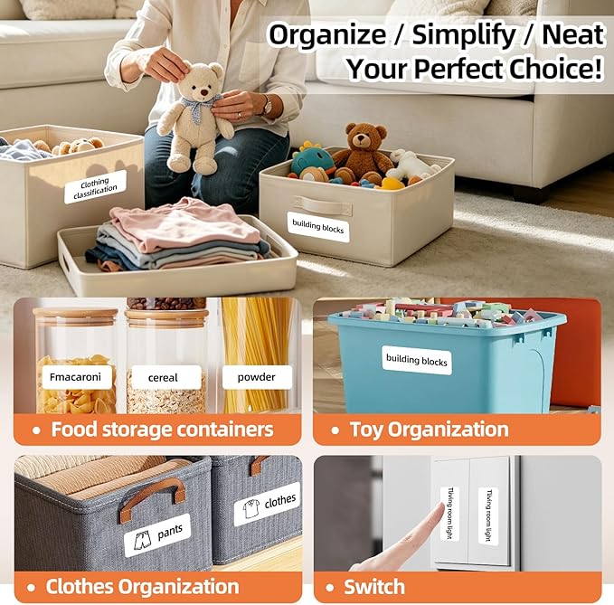 Label Maker Tape - 5 Rolls(800 Pieces) for D11/D110/D101 Printer Address Name File Waterproof Label Sticker for Daycare,School,Lunch Boxe and Cup,Christmas Supplies(0.47 x 1.57 Inch)
