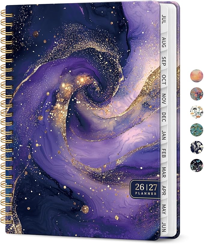 Planner 2026-2027, Academic Year Weekly and Monthly Calender Planner, from Jul 2026 - Jun 2027, Spiral Bound School Planning Book, Perfect for Teacher, Student, Women & Men, A5 (6.3" x 8.5"), Cosmic Amethyst