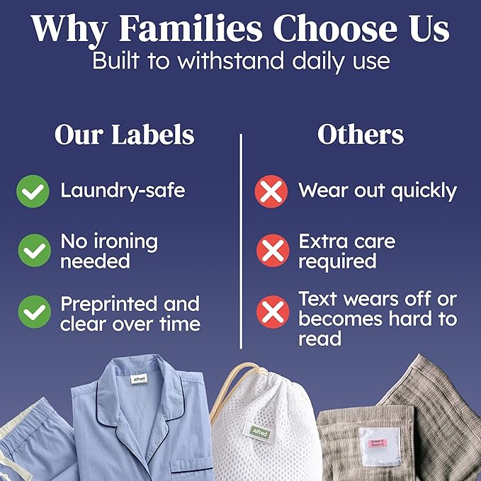 Clothing Labels for Nursing Home Pink [120pcs] - Name Tags for Clothes, Items & Home Essentials - Personalized Laundry Stick on Labels - Custom Clothing Tag Name Sticker Washable (1.2”x0.5”)