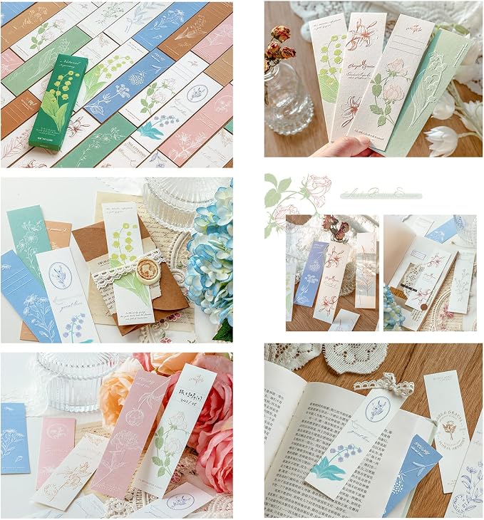 Doraking 20PCS Nature Themed Paper Bookmarks for Book Lovers, Boxed Bookmarks Set as Gifts for Students(Natural Imprinting)