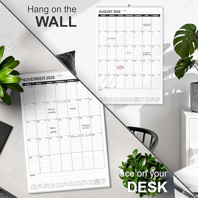 OuMuaMua Wall Calendar 2026, 18-Month Vertical Wall Calendar 2026-2027, 22" X 15" Hanging Planner Runs From 2026 Jan - 2027 Jun with Thick Paper Spiral Bound For School Home Office Organizing