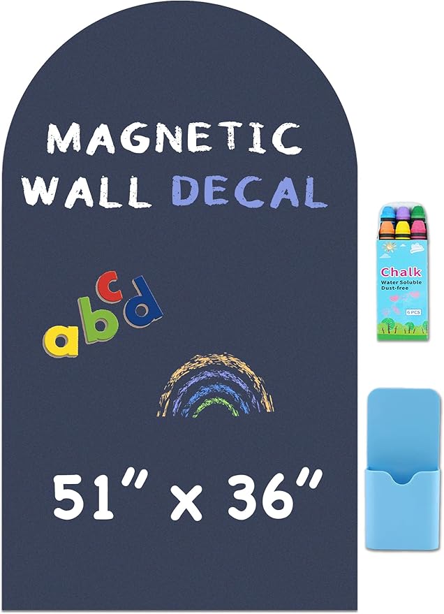 Large Arch Magnetic Wall Decal - 51" x 36" Matte Finish Chalkboard Sticker for Wall - Magnetic Board for Playroom, Home Classroom(Navy Blue)