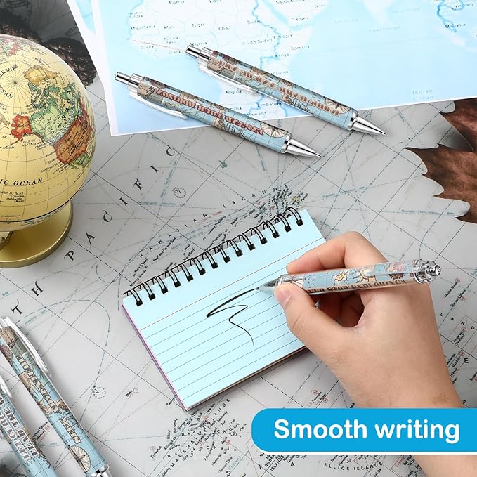 Cholemy 100 Pcs Travel Map Pen Bulk Airplane Baby Shower Favors Inspirational Pens Adventure Awaits Retractable Ballpoint Pen Black Ink Travel Baby Shower Gifts for Guests School Supply
