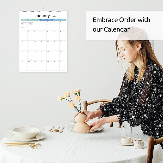 SKYDUE Wall Calendar 2025-2026, 18 Months Calendar from Jul. 2025 to Dec. 2026, 14.5 x 11.5 Vertical Wall Calendar with 280 Planner Stickers