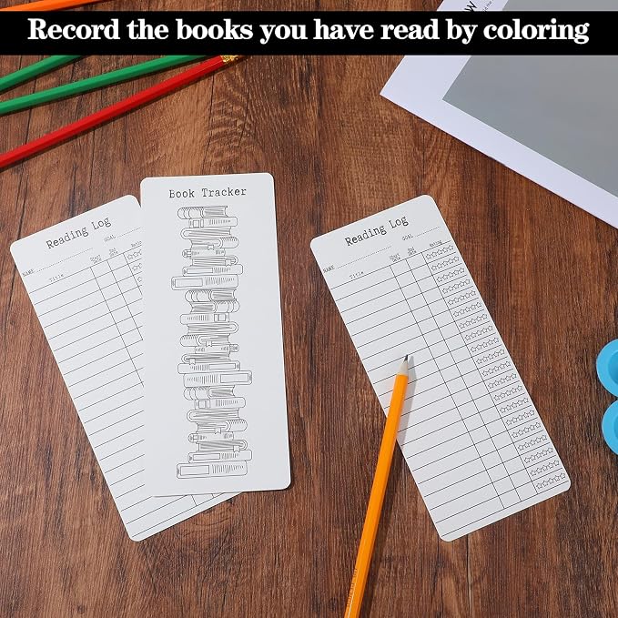 Ouligay 12pcs Book Tracker Bookmark Reading List Bookmark, Library Cards for Reading, Page Holders for Reading Enthusiasts, Teachers, Students