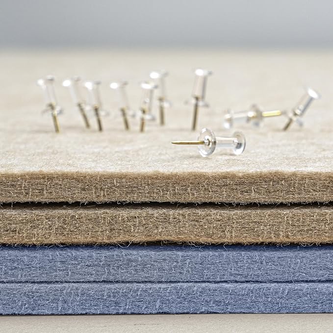 Lightomorrow Bulletin Board, 35 x 17 1/2 inches Felt Board - Decorative Pin Board, Cork Board Alternative for Wall, Foldable Self-Adhesive Vision Board Prayer Board with 20 Pushpins-Lavender Blue