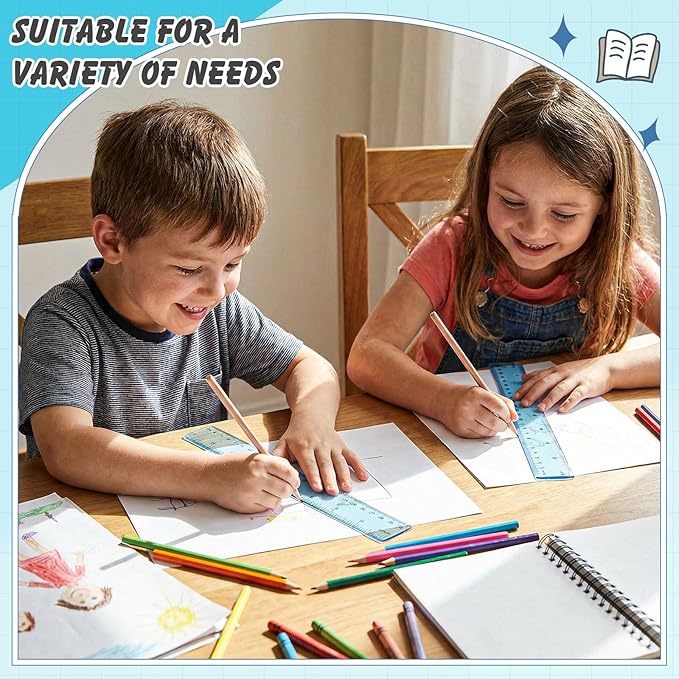 60 Pcs Plastic Clear Rulers 12 Inch, Transparent Assorted Color Ruler Bulk, with Imperial and Metric Scales for Home Office Supplies, Available in 6Colors(Ocean Colors)